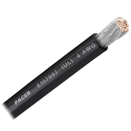 Pacer Group Pacer Black 4 AWG Battery Cable, Sold By The Foot WUL4BK-FT